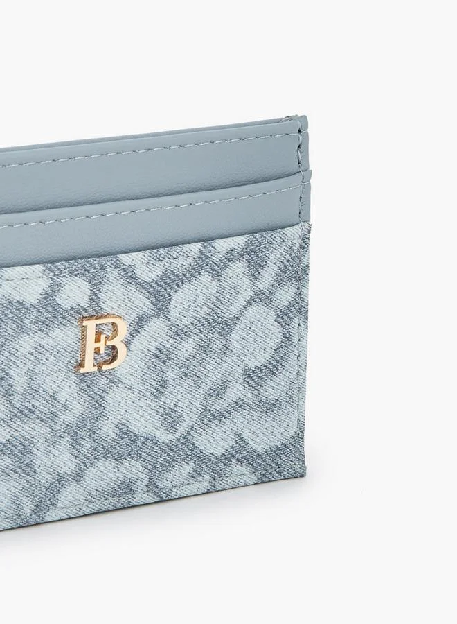 Flora Bella By Shoexpress Blue Textured Card Holder With Monogram Detail for Women | Best Price UAE